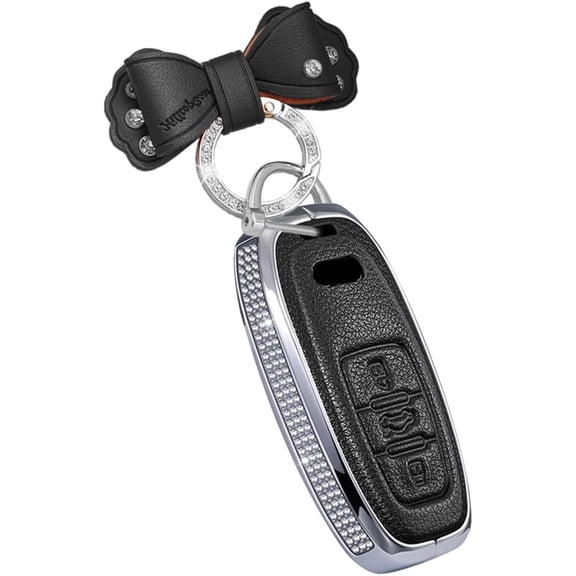 Key Fob Cover Compatible with Fit for Audi A1 A3 A4 A5 A6 A7 A8 Q5 Q7 R8 S5 S7 RS 2015-2024 with Rhinestones Car Accessories Smart Remote Auto Key Case Keychain Case Holder Protector