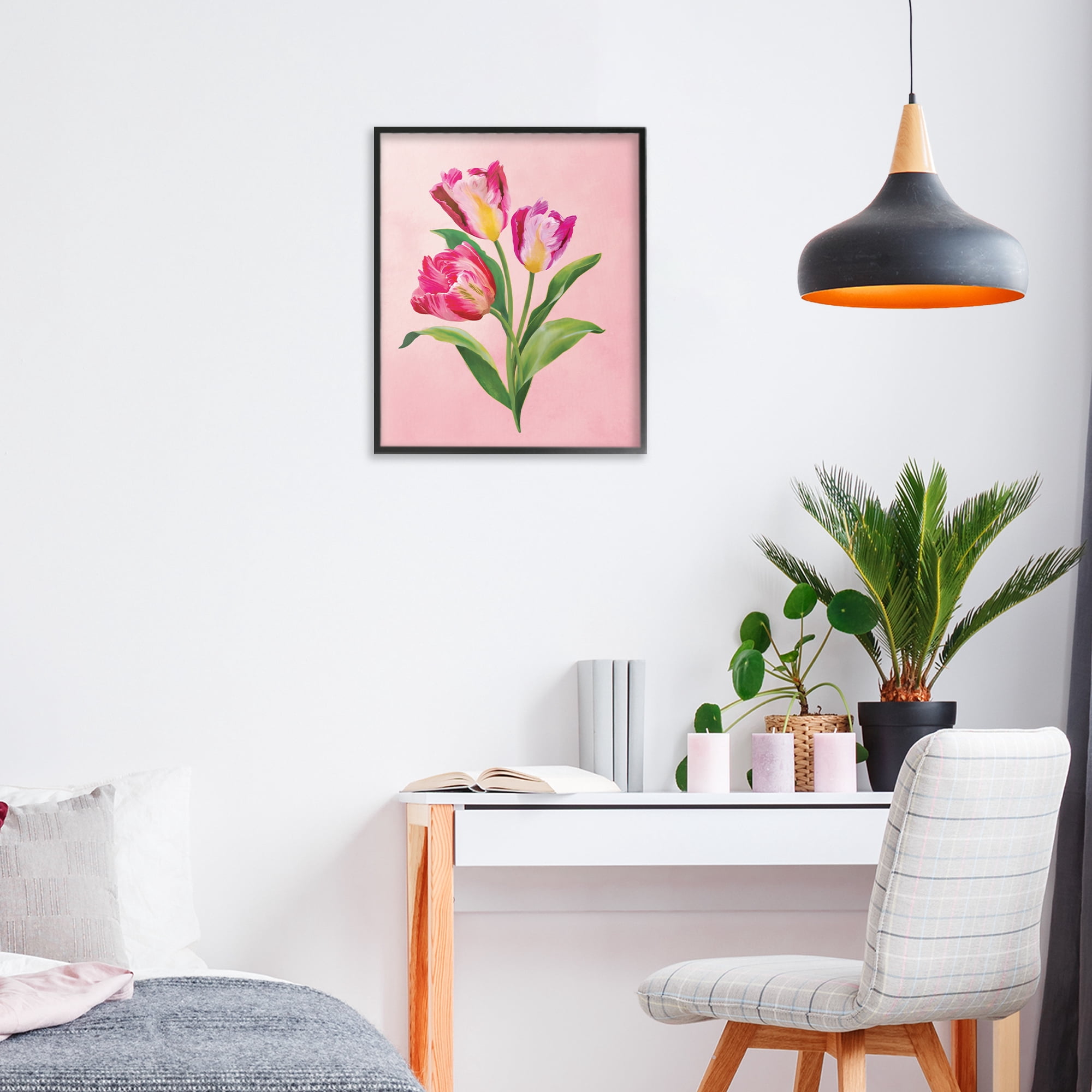 Stupell Industries Vibrant Magenta Tulips Black Framed Giclee Art, design by Diane Neukirch