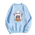 thumbnail image 4 of Elvqul Womens Blue Sweatshirt Pullover Loose Sweatshirts Crew Neck Casual Fall Graphic Hoodless Hoodies for Ladies, 4 of 4