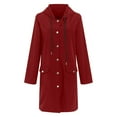thumbnail image 5 of YDFCWXW Raincoats For Women Waterproof Button Down Long Hooded Trench Coats With Pockets Fashion Hiking Travel Windbreaker Wine, L, 5 of 7