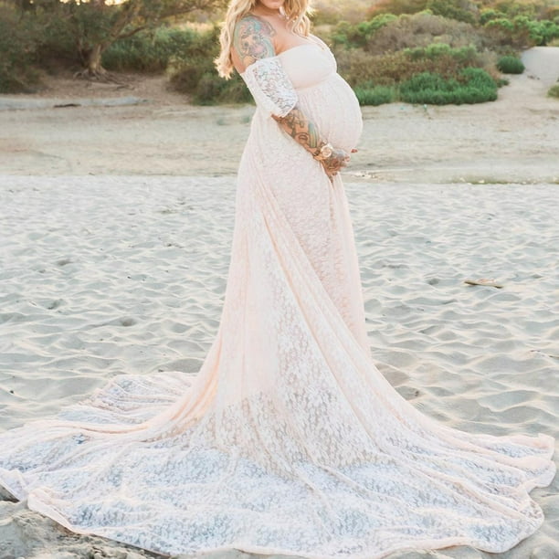 Vedolay Summer Maternity Dresses Women's Floral Lace Maxi Dress V Neck  Short Sleeve Boho Wedding Bridesmaid Evening Party Beach Slit Flowy Long  Dresses,C-White S - Walmart Business Supplies