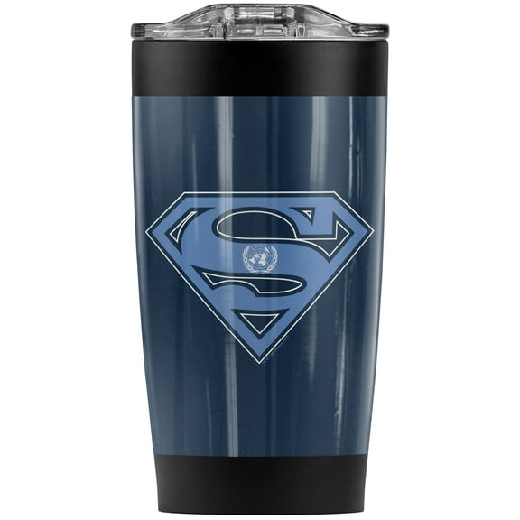 Superman Un Shield Stainless Steel Tumbler 20 oz Coffee Travel Mug/Cup, Vacuum Insulated & Double Wall with Leakproof Sliding Lid | Great for Hot Drinks and Cold Beverages