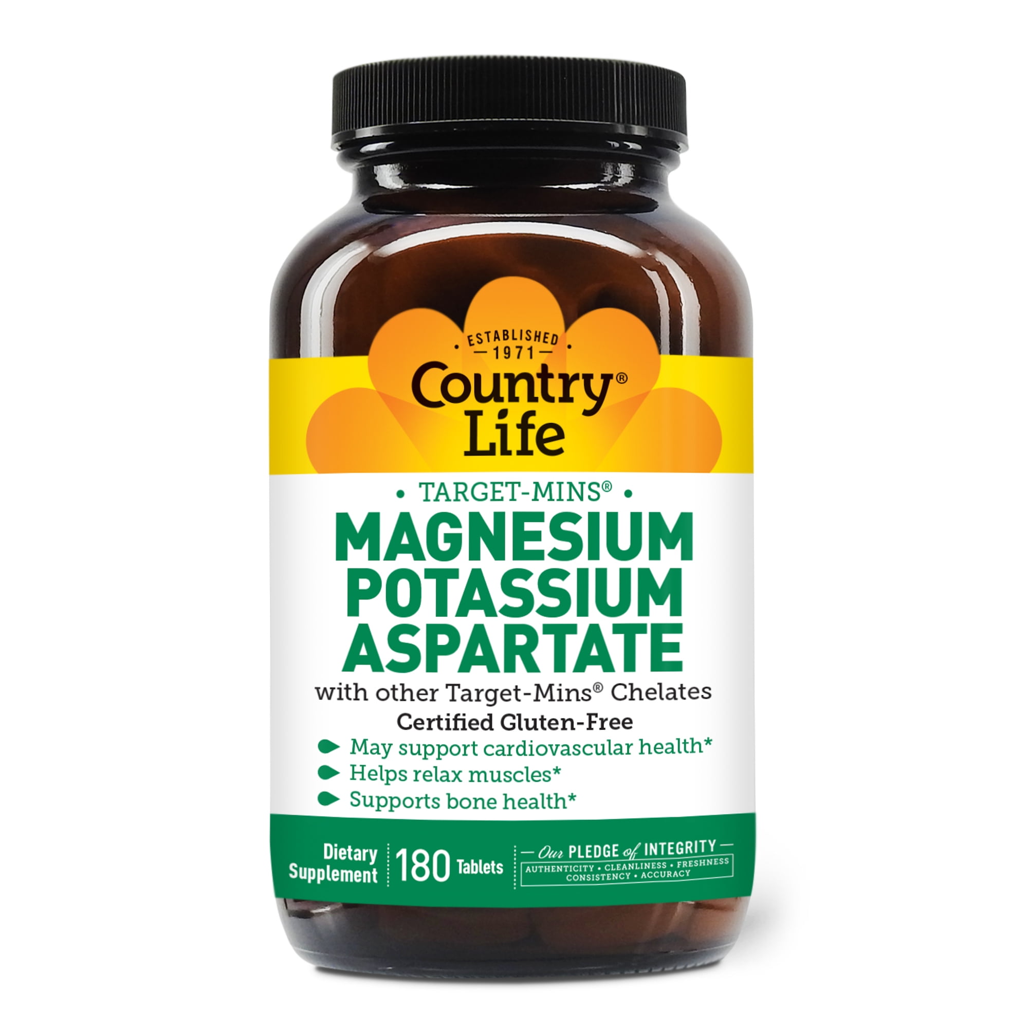 Country Life TargetMins Magnesium Potassium Aspartate, 600mg/198mg