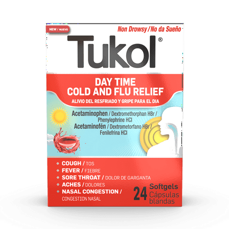 Tukol Daytime Cold & Flu Relief Softgels, 24 Count