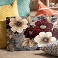 thumbnail image 5 of Vintage Burgundy & Cream Floral Canvas Wall Art (Elegant Rustic Tone) Ready to Hang for Bedroom, 5 of 8