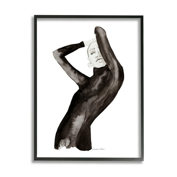Stupell Industries Fashion Illustration Girl Beauty & Fashion Painting Black Framed Art Print Wall Art, 11 x 14