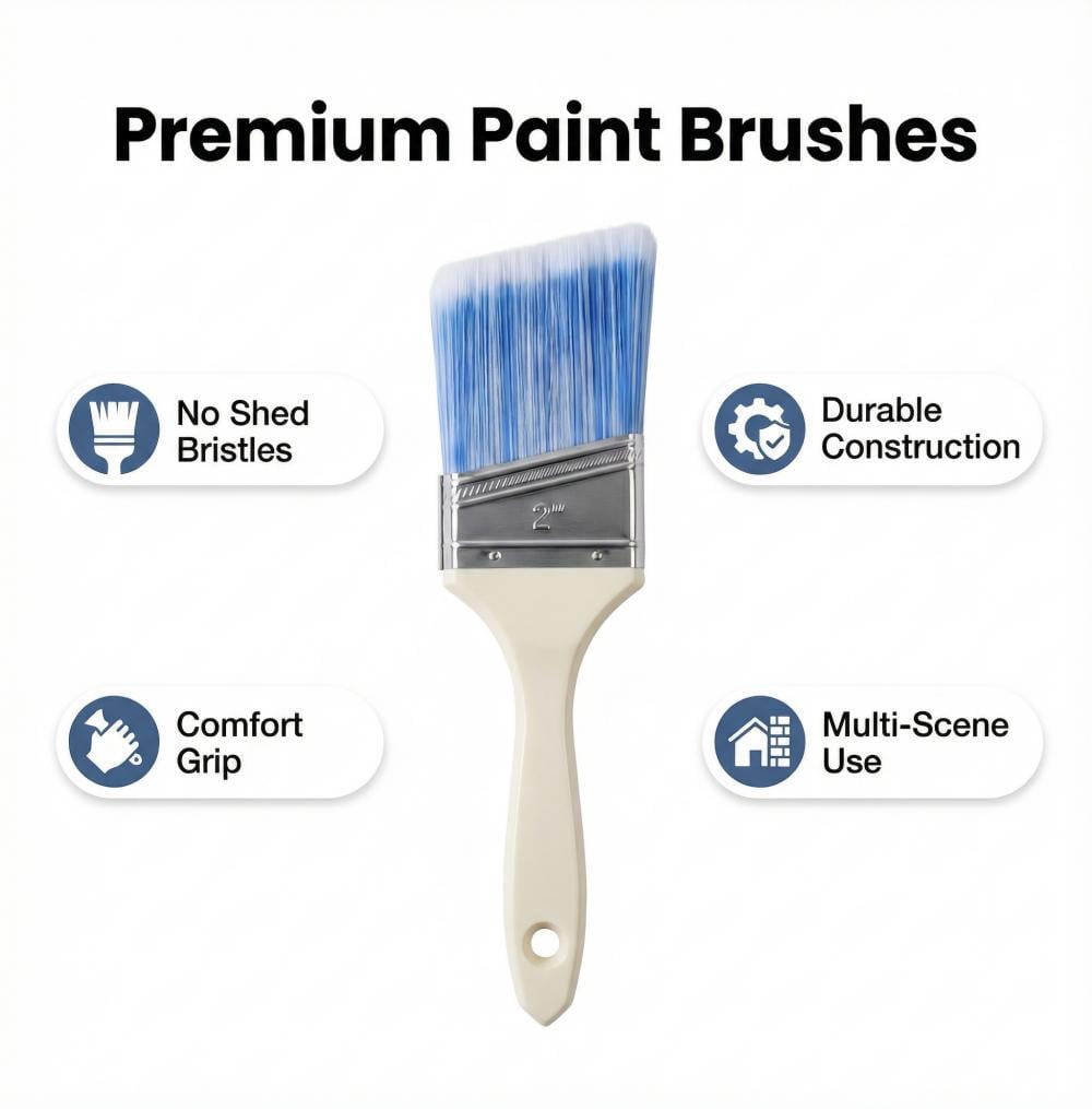 Syltano 5 Pcs Paint Brushes, Painting Supplies, Suitable for Latex, Paint Brushes for Acrylic Painting, Indoor and Outdoor Home Decoration Projects