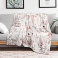 thumbnail image 4 of Vintage Easter Pink Rabbit Pattern Throw Blanket for Winter Bedding Couch And Gift 50"x60" Cute Bunny Rabbit Floral Easter Decorations Home Décor Fuzzy Warm And Cozy Throws Flannel Blanket, 4 of 8