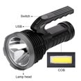 thumbnail image 4 of COB Highlight Handheld Flashlight Highlight Camping Light LED Emergency Handheld Flashlight Light with Two Lights for Fishing Hiking Night Walking, 4 of 9