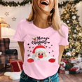 thumbnail image 3 of Merry Christmas Tshirts Women Short Sleeve Casual Crewneck Cute Santa Claus Graphic Tees Holiday Party Tops, 3 of 5