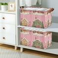 thumbnail image 2 of Yayeee Foldable Storage Basket for Shelves with Handles Set of 2 Waterproof Cloth Bins, Pink Christmas House, 2 of 7