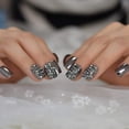 thumbnail image 3 of Coolnail Punk Dark Smoky Grey Espejo reflectante Chapado en metal Puntas de uñas postizas francesas Punk Metallic Diamond Uñas postizas con pegamento adhesivo, 3 of 5