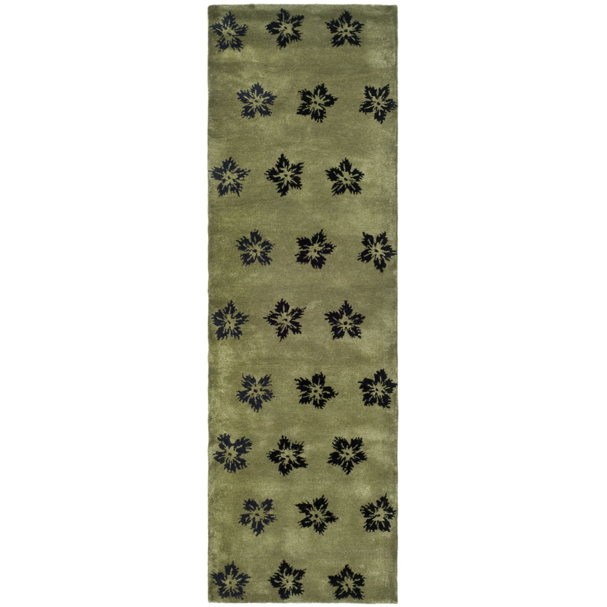 SAFAVIEH Soho Liam Floral Wool Area Rug, Sage/Black, 9'6" x 13'6"