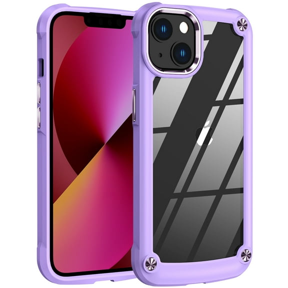 SaniMore Magnetic Transparent Case for iPhone 14 Plus with Wireless Charging, PC & Liquid TPU Cover with Independent Mental Key Armor Goggles Protective Lens Shockproof Protective Shell, Purple