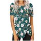 thumbnail image 1 of Blusas de Manga Corta para las Mujeres Botón Impreso Cuello Redondo Top Casual, Blusas para las Mujeres Casual, 1 of 5