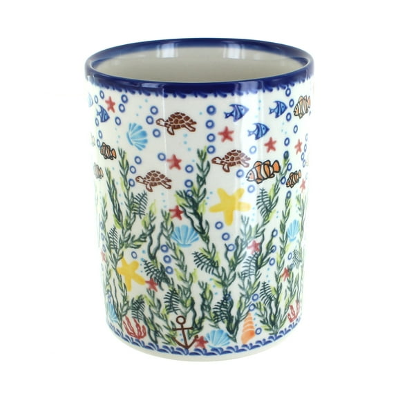 Blue Rose Polish Pottery Atlantis Utensil Jar