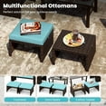 thumbnail image 3 of PetFurnishn Patio Ottomans Set of 2, PE Rattan Footstools with Removable Cushions & Metal Frame, Side Tables, Additional Seating, Outdoor Stools for Balcony, Backyard & Poolside (Brown & Turquoise), 3 of 8