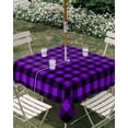 thumbnail image 2 of Outdoor Tablecloth with Umbrella Hole, Black Purple Plaid Spillproof Waterproof Outdoor Table Cover, Farmhouse Simple Buffalo Checked Patio Tablecloths for Party/Garden/Picnic, Square 60"x60", 2 of 9