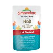 Angle View: (12 Pack) Almo Nature HQS La Cucina Tuna Dinner with Sole in jelly Grain Free Wet Cat Food Pouches 1.97oz. Pouches
