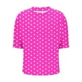 thumbnail image 6 of Womens Tops Short Sleeve Print Pocket Polka Dot Casual Round Neck Blouse Hot Pink,Blouse for Women, 6 of 6