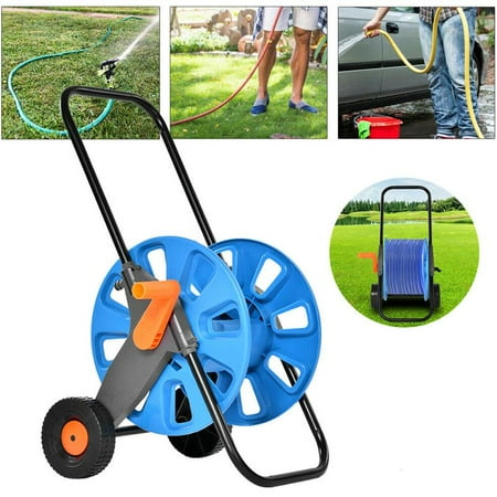 - Portable Garden Water Hose Pipe Reel Holder Trolley Cart for Watering Garden Truck Tool