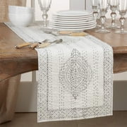 Fennco Styles Unique Taj Kantha Stitch Cotton Table Runner 14 x 72 Inch