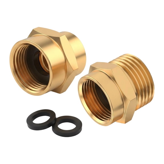 Nnndbs Brass Garden Hose Adapter, 3/4" GHT to M22 Female Thread Connector, Heavy Duty Pressure Washer Adapter for Garden Hose to Pressure Washer