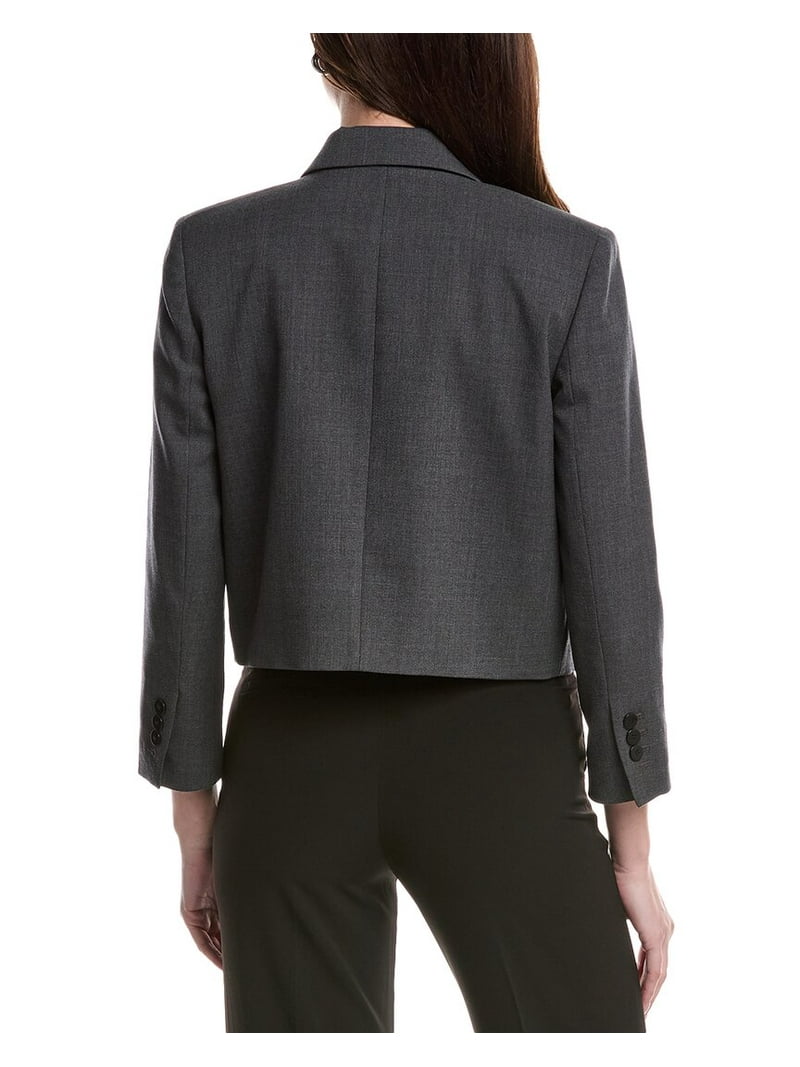 Theory womens Cropped Wool-Blend Jacket, 4, Grey - Walmart.com