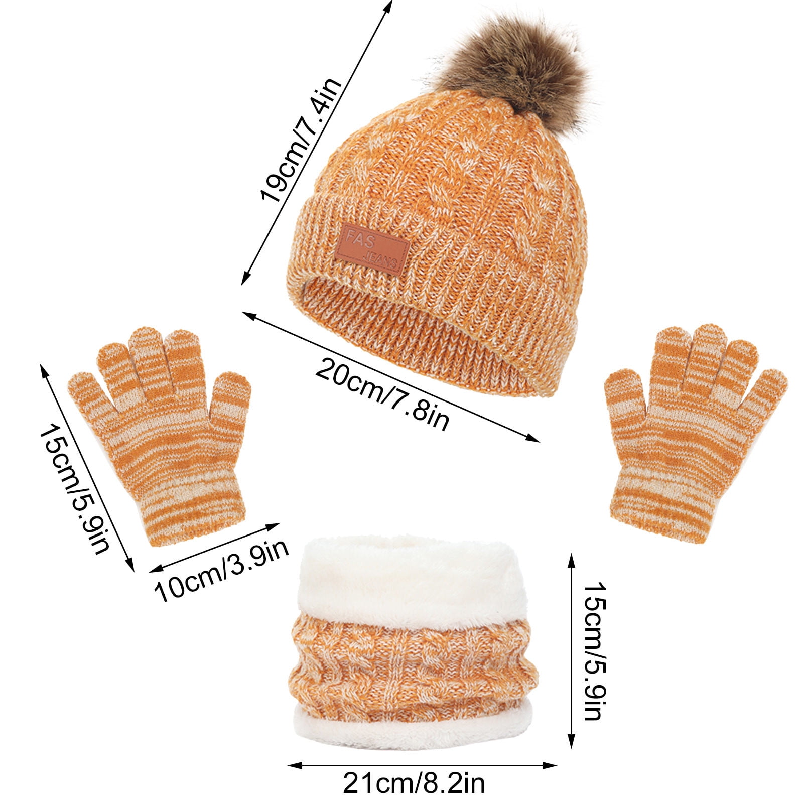 C.C 3pc Knit Warm Pom Beanie Gloves Scarves Set Pompotops 3 in 1 Winter Knit Beanie Hat Scarf and Gloves Set  main image 4