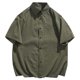 thumbnail image 2 of Camisetas Elvqul Caballero Elástica Verde del Ejército Casual de Color Sólido Manga Corta con Solapa Botones, 2 of 7