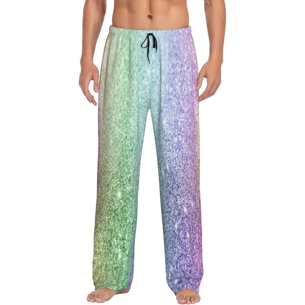 Balery Beautiful Glitter Pantalones de pijama para hombre, pijama ultraligero, pantalón de descanso-XX-Large