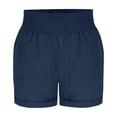 thumbnail image 4 of FengLS Women's Short Pants Casual High Waist Smocked Shorts Rolled Cuff Sports Shorts with Pockets Solid-Color Loungewear Shorts, 4 of 8