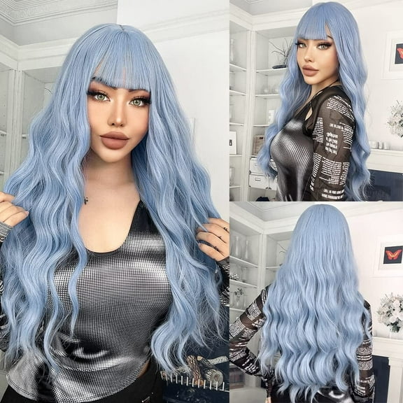 UTOURS Purple Body Wave Synthetic Wigs For Women 26inch Long Curly Hair For Cosplay Girls and Women Halloween Party Or Daily Use Wig