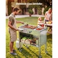 thumbnail image 2 of KFFKFF Outdoor Propane Griddle with 2 Burners (11,600 BTU Each), Stainless Steel Gas Griddle Cart Featuring 4 Lockable Wheels, 1/3 Food Pan, Side Handle for Easy Handling, 2 of 9