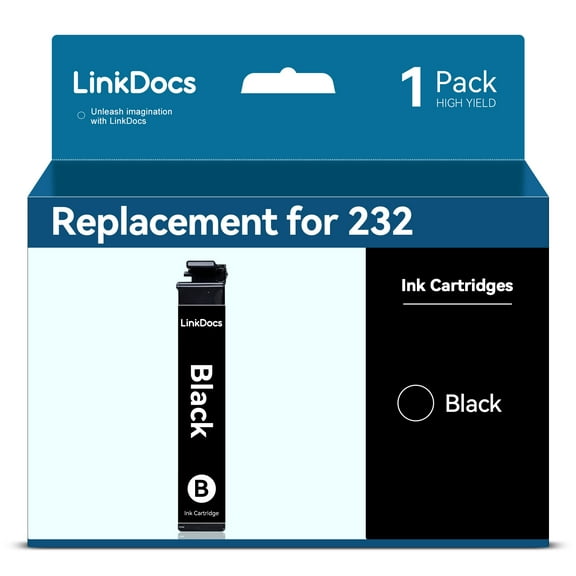 LinkDocs Ink Replacement for Epson 232 ink cartridges BK work for Expression Home XP-4200 XP-4205 Workforce WF-2950 WF-2930 Printer Ink(Black 1Pack)