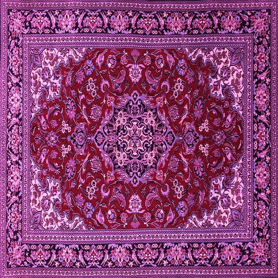 Ahgly Company Indoor Square Medallion Pink Traditional Area Rugs, 3' Square