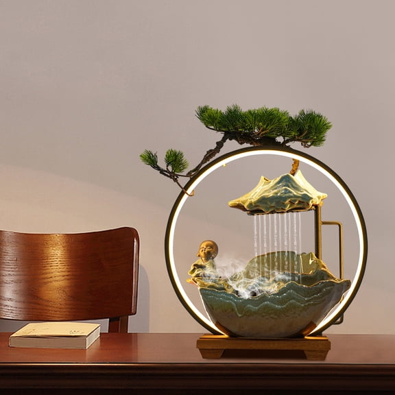 Desktop Water Fountain, Ceramic Base with Misting Function, 2.5W Pump System, Creates Relaxing Atmosphere for Homes