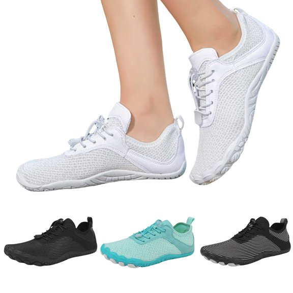 Modisza Barefoot Shoes Women Casual Sneakers Wide Toe Box Shoe Lightweight Non Slip Running Breathable Walking Hiking Sneaker Black Size 36