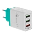 thumbnail image 2 of Adaptador de cargador de pared QC3.0 para teléfono móvil con cargador USB de 3 puertos (azul claro), 2 of 7