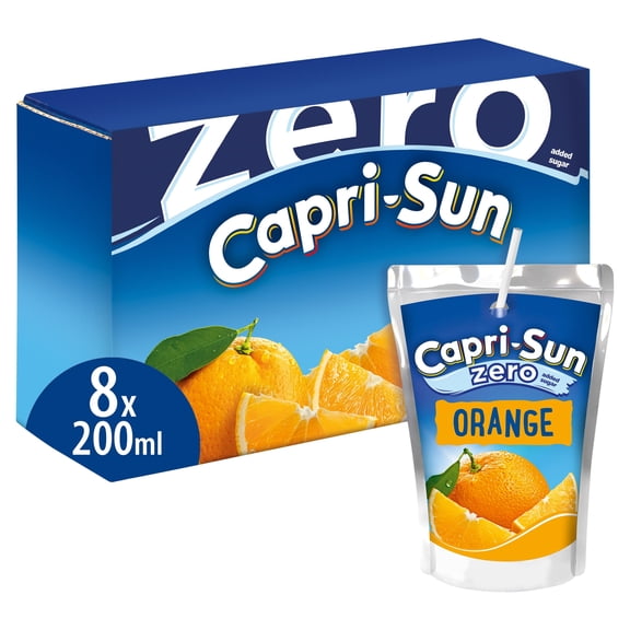Capri-Sun Zero Orange 8 x 200ml Kids' Juice Drink, Imported from Britain