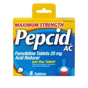 Pepcid AC Maximum Strength Heartburn Medicine, 20 mg Famotidine, 8 Count