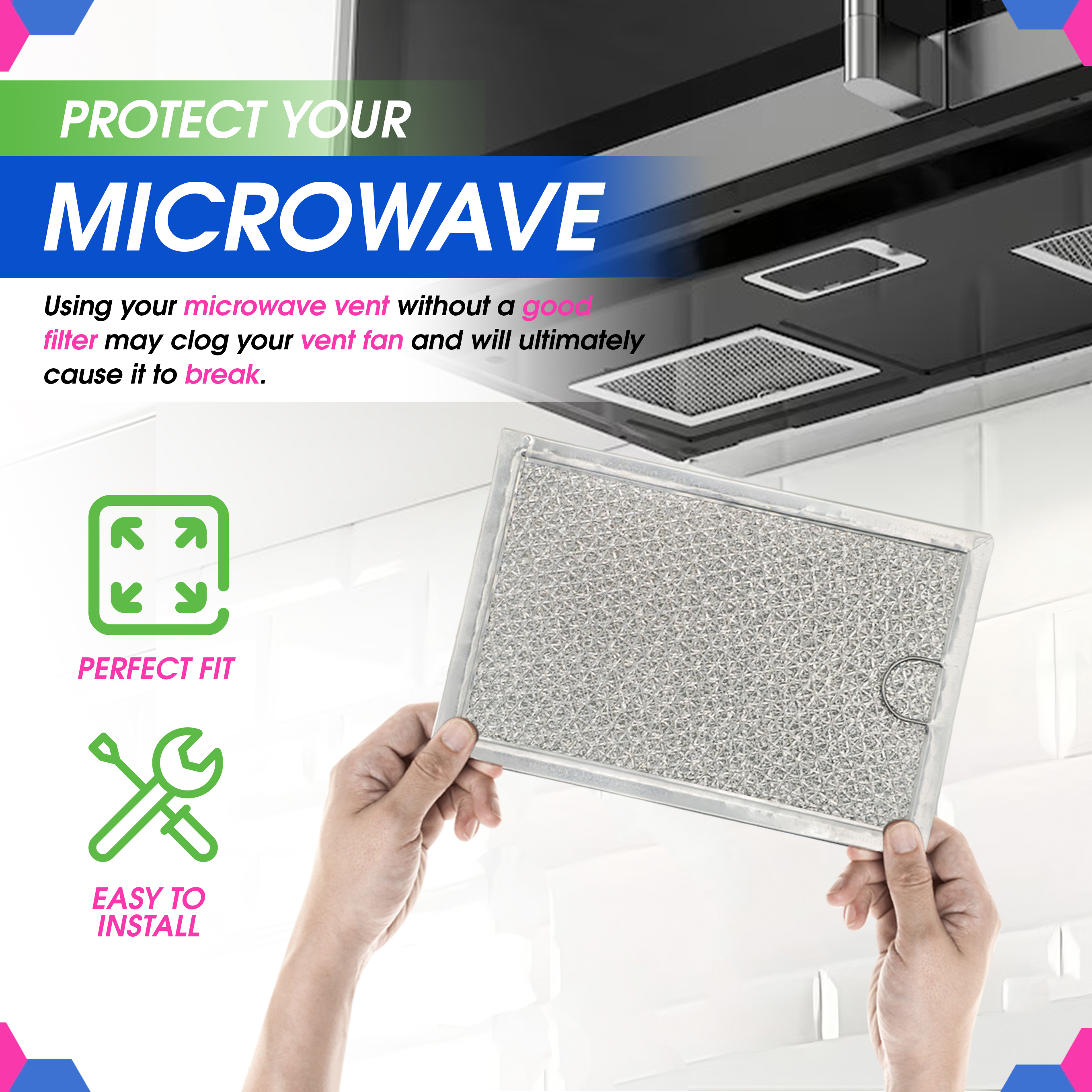 2-Pack GE Microwave Grease Filter Replacement – Fits WB06X10359, WB06X10309 Models – NEW 8 thumbnail image
