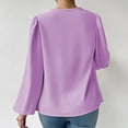 thumbnail image 4 of XFLWAM Cowl Neck Ruched Tops for Women Elegant Satin Silky Draped Shirts Long Sleeve Solid Color Business Work Blouses Purple S, 4 of 8