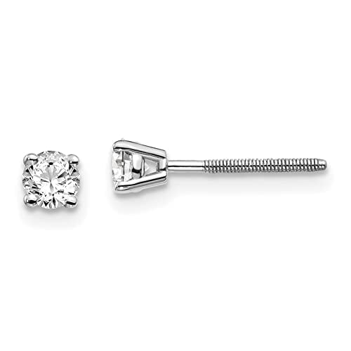 14K White Gold .30ct SI3 G-I Diamond Stud Thread On and Off Post Earrings