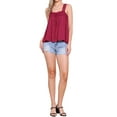 thumbnail image 2 of INSPIRE CHIC Casual Sleeveless Top for Women's Square Neck Panel Lace Ruffles Tank Tops XL Dark Red, 2 of 6