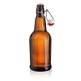 thumbnail image 3 of 12 pack 16oz Amber Glass Beer Bottle Bottles with Easy Wire Swing Cap & Airtight Rubber Seal. Perfect for Home Brewing Wine., 3 of 5