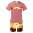 thumbnail image 4 of VBTAPA Men's 2 Piece Outfits Short Sleeve Tropical Graphic Tee Tops and Elastic Waist Shorts Set Summer Casual Track Suit Sets Prime Sales Today Pink M, 4 of 6