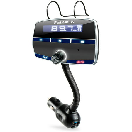 GOgroove FlexSMART X5 Bluetooth FM Transmitter Car Kit with Hands-Free Calling , Music Playback , USB Charging and Multiple Mounting Options - Works with Apple , Samsung , ASUS and