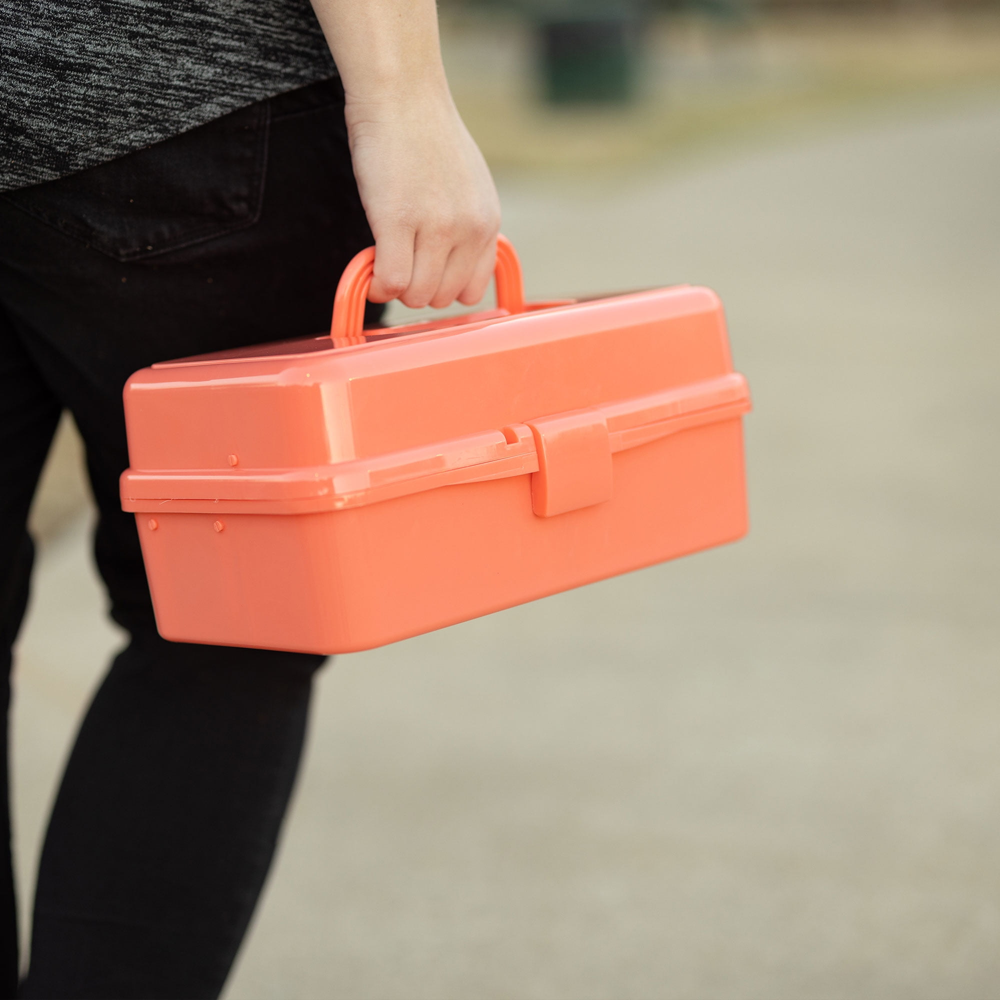 Everything Mary 3-Layer Storage Box, Coral - Foldable & Portable Tool Box for Art & Craft Supply