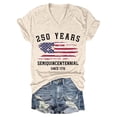 thumbnail image 3 of YVNAURA Women 250th Anniversary USA Shirt V Neck American Flag Graphic Tee Patriotic Semiquincentennial 1776-2026 Top Casual Summer 4th of July Independence Day Shirt for Mom Wife, Beige, L, 3 of 4